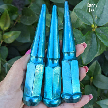32 Pc 14x1.5 Spike Lug Nuts 4.5" Tall - Powder Coated - Various Colors