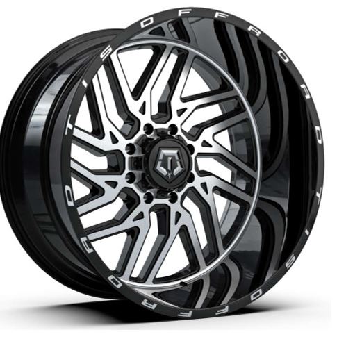 TIS 544MB Wheel 22x12 6x135 6x5.5 (6x139.7) Gloss Black Machined -44 MM