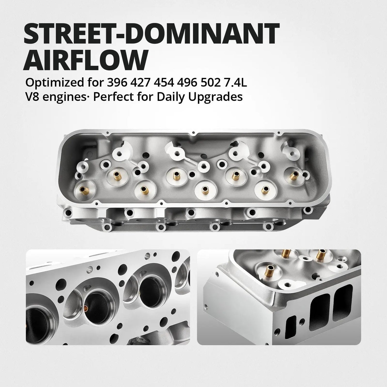 Cast Aluminum Cylinder Head for BBC Engines (Angled Plug) — Fits 1965-2000 Chevy V8 (396/427/454/502) Flashark