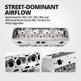 Cast Aluminum Cylinder Head for SBC Engines (Angled Plug) – Fits 1960-1986 Chevy V8 (302/327/350/383/400) Flashark