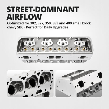 Cast Aluminum Cylinder Head for SBC Engines (Straight Plug) – Fits 1960-1986 Chevy V8 (302/327/350/383/400) Flashark