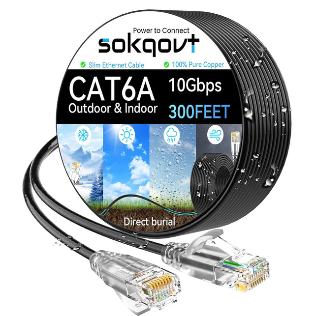Cat6a Ethernet Cable Slim 300ft TekShack