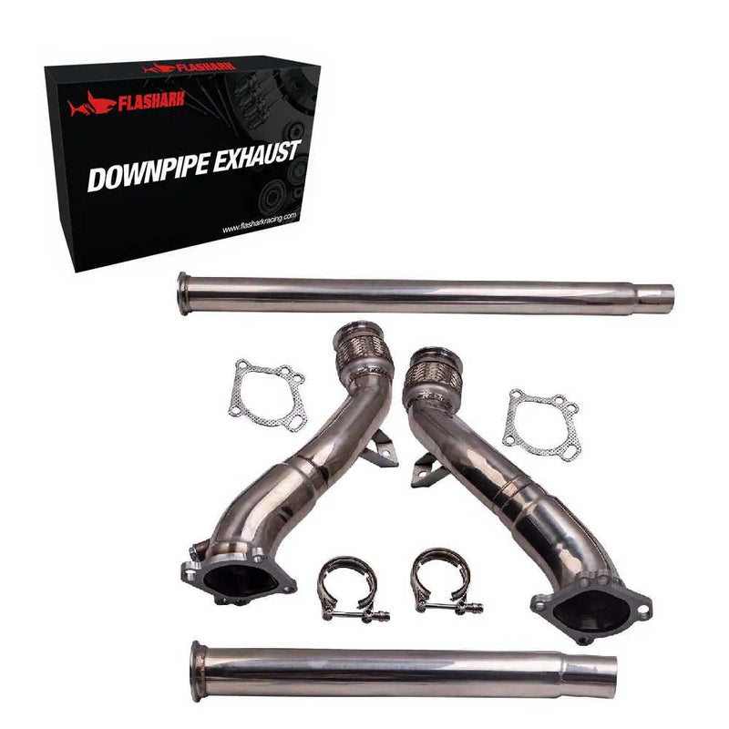 Catless Downpipe Exhaust for 1997-2005 K04/RS6 Fits Audi S4 B5 A6/Allroad C5 2.7T Bi Turbo 3-2.5 Inches Flashark