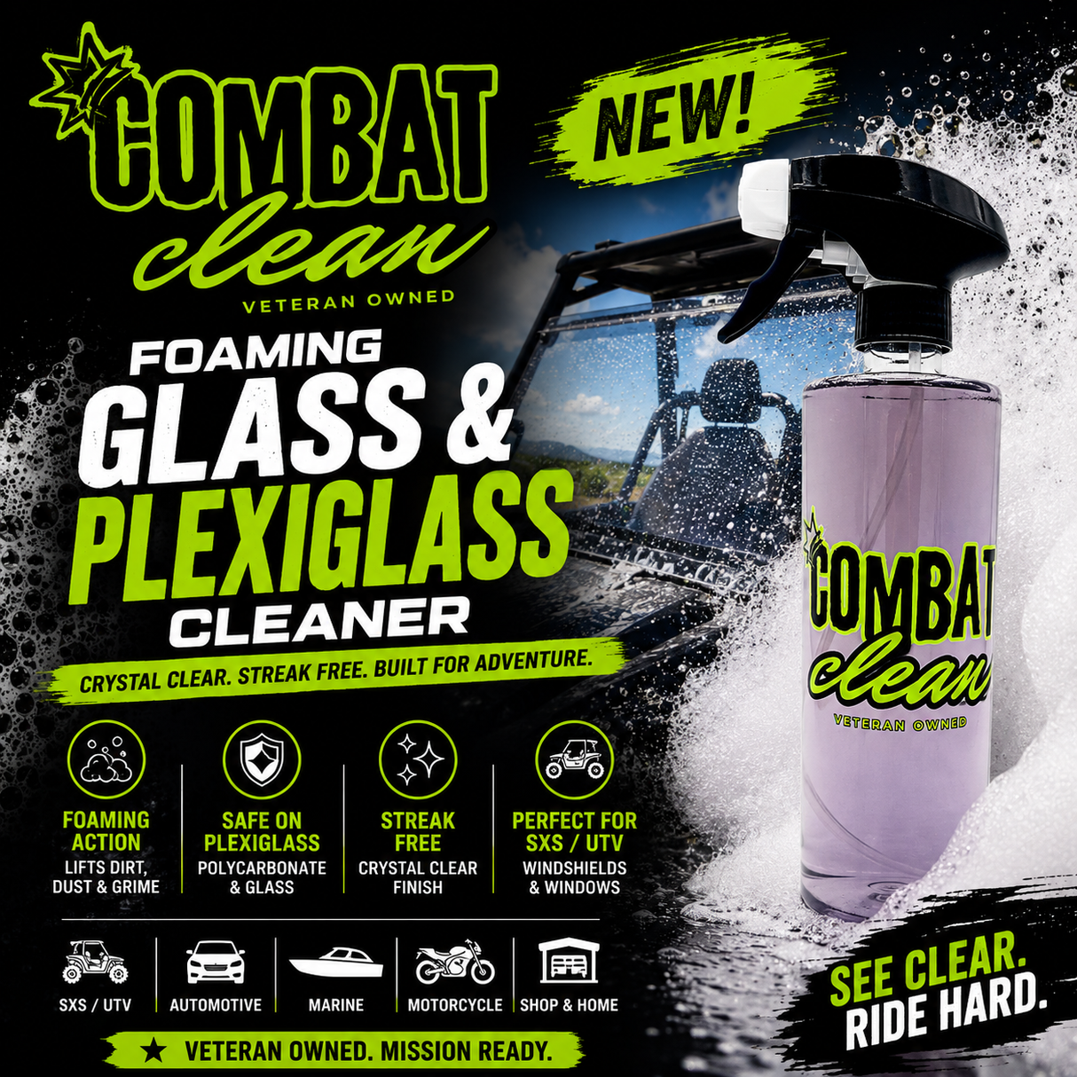 All Clear (Foaming Glass and Plexiglass Cleaner) Combat Clean