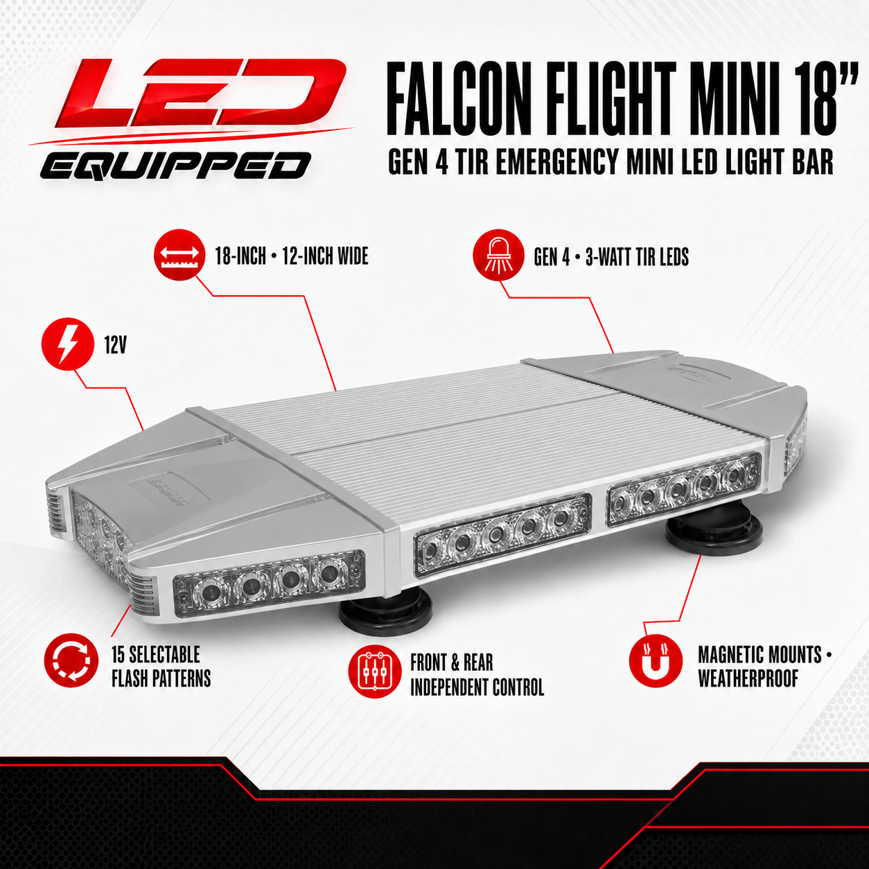 Falcon Flight Emergency LED Light Bar 18 in LED Equipped