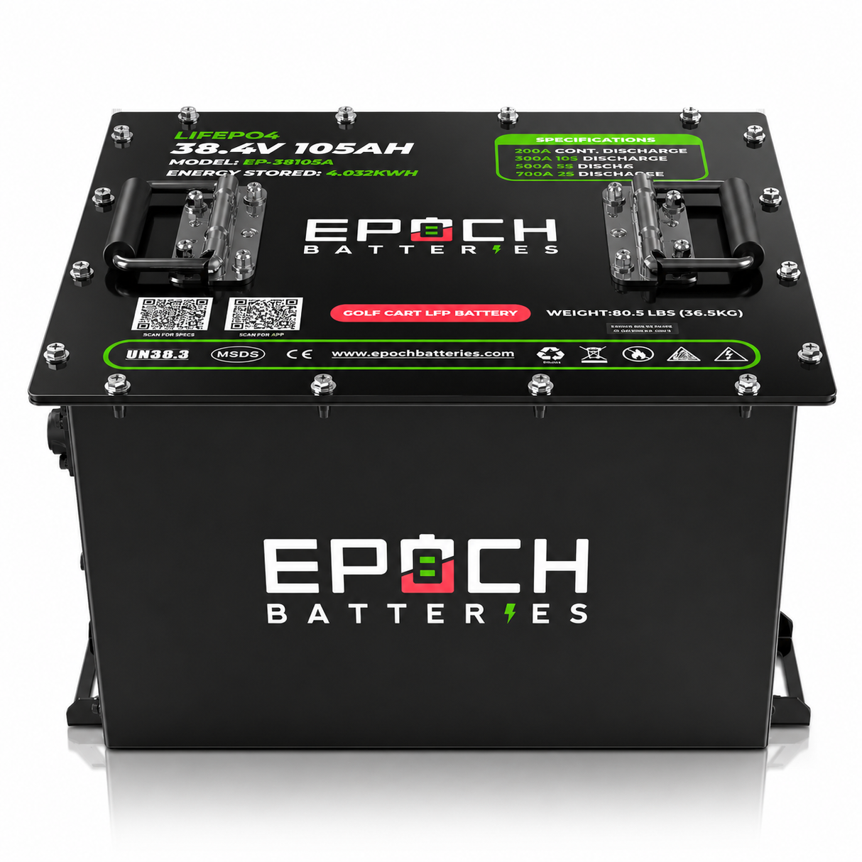 Epoch Batteries 36V 105Ah LiFePO4 Golf Cart Battery Complete Kit