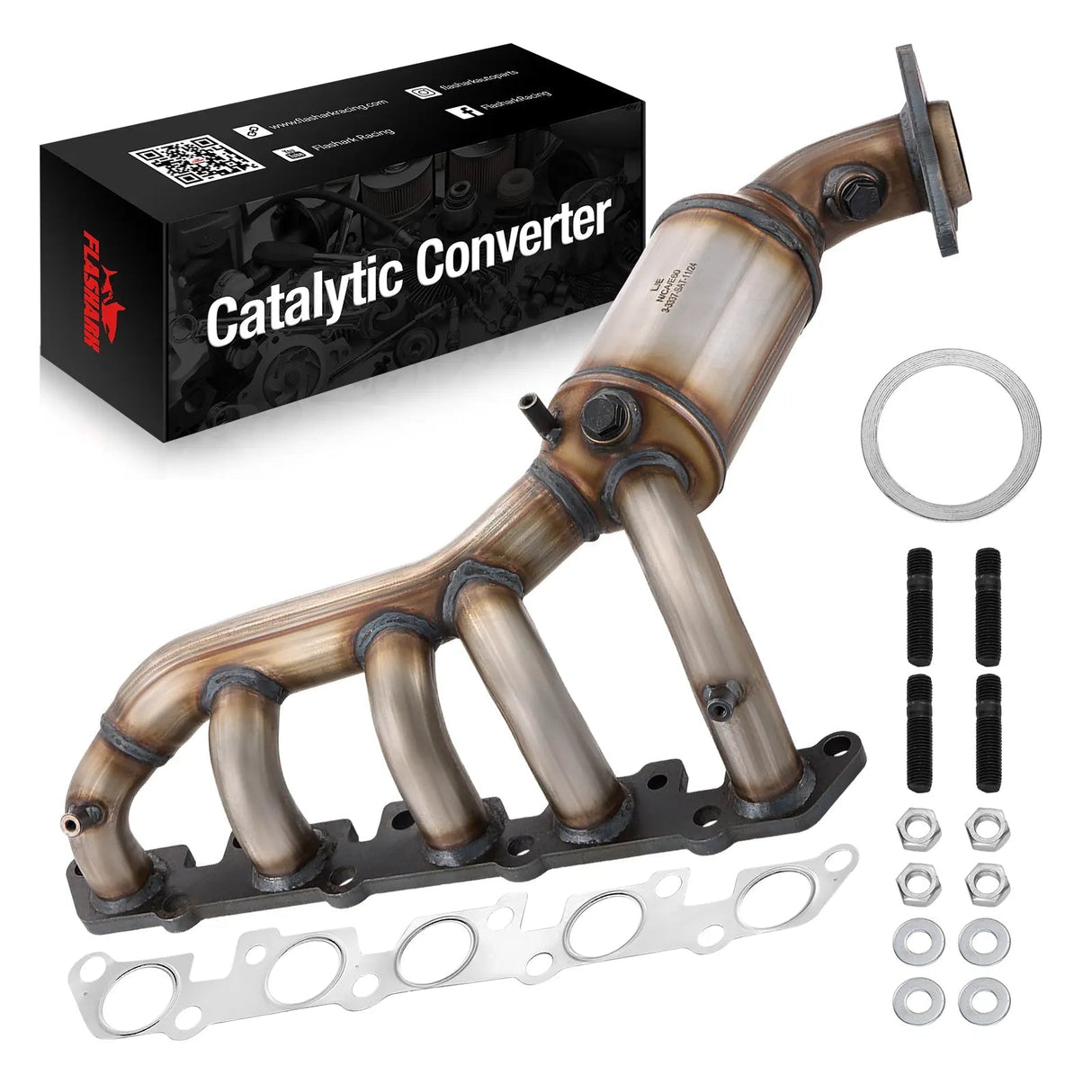 Exhaust Manifold Catalytic Converter For 2004-2012 Chevy Colorado, GMC Canyon, Hummer H3, Isuzu i-350/i-370 L5 3.5L 3.7L Flashark