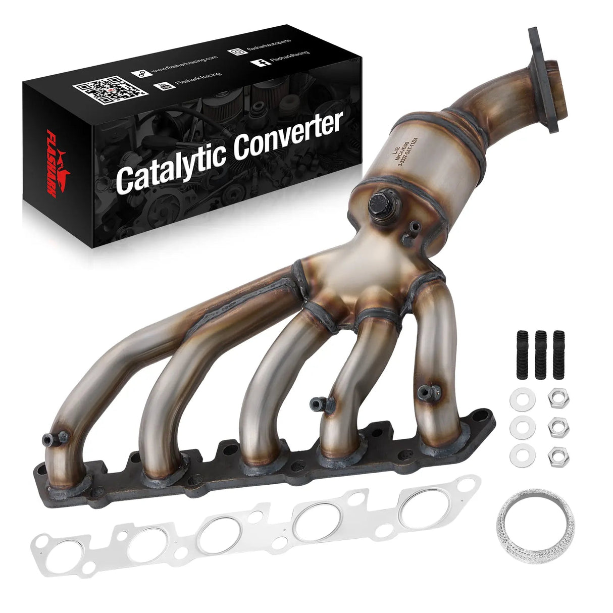 Exhaust Manifold Catalytic Converter For 2004-2012 Chevy Colorado, GMC Canyon, Hummer H3, Isuzu i-350/i-370 L5 3.5L 3.7L Flashark