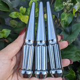 32 Pc 14x1.5 7-Spline Spike Lug Nuts 4.5" Tall - Powder Coated + Key Socket