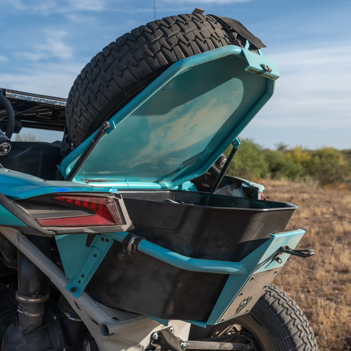 B2G Can Am X3 Rear Storage and Tire Rack Chupacabra Offroad