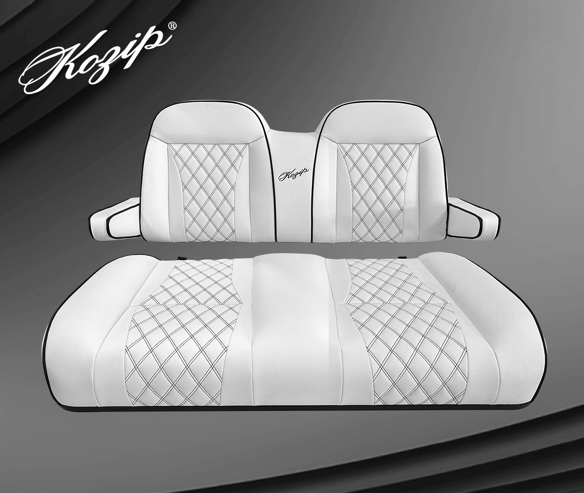 Kozip EZGO TXT Front Seat - White with Black Contrast Stitching
