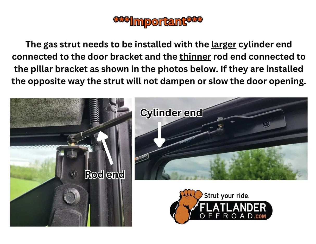 2026 - Current FRONT ONLY door strut kit for 4-Door Polaris Ranger 1000 and XP1000 Flatlander Offroad