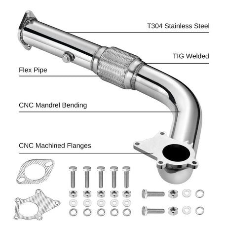 3-Inch Downpipe Exhaust for 1988-2001 Honda Civic/CRX/Del Sol & Acura Integra, T3/T4 Turbo, B16/B18/D15/D16 Engines, 5-Bolt Flashark