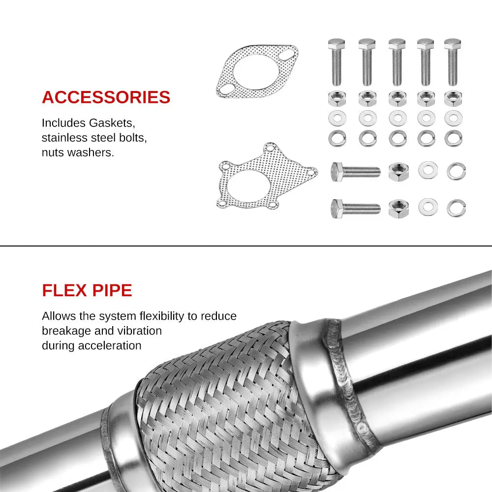 3-Inch Downpipe Exhaust for 1988-2001 Honda Civic/CRX/Del Sol & Acura Integra, T3/T4 Turbo, B16/B18/D15/D16 Engines, 5-Bolt