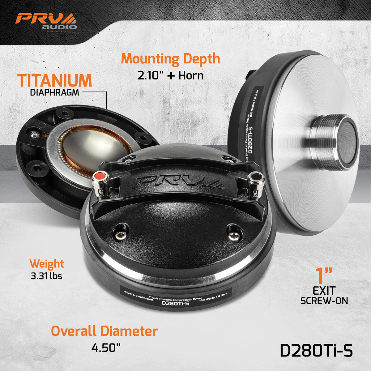 PRV Audio D280Ti-S 1-inch Exit Titanium Compression Driver 160 Watts