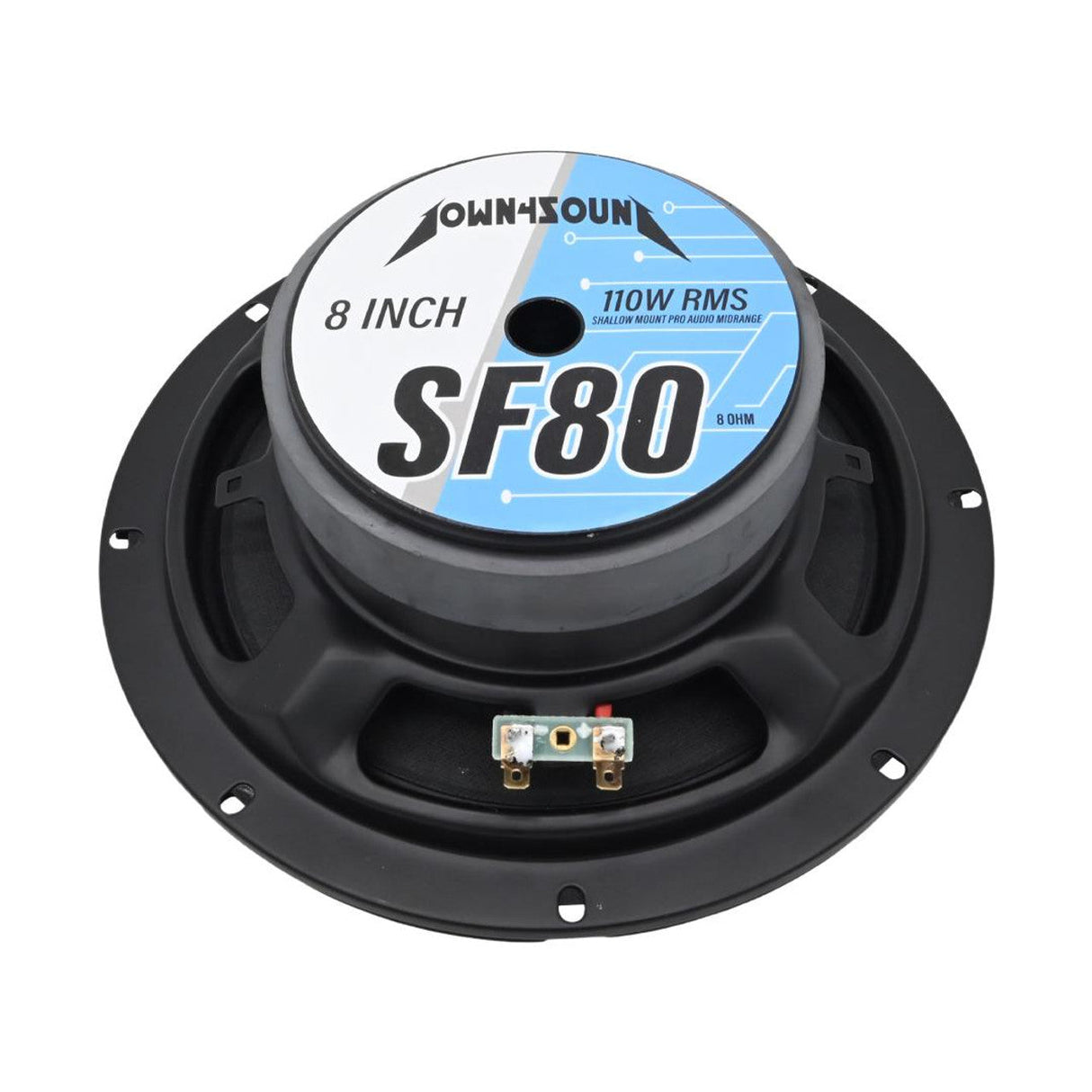 DOWN4SOUND D4S-SF808 - 8" Shallow Mount Midrange Speaker - 110W RMS, 8 Ohm High-Performance Audio Driver Down4Sound