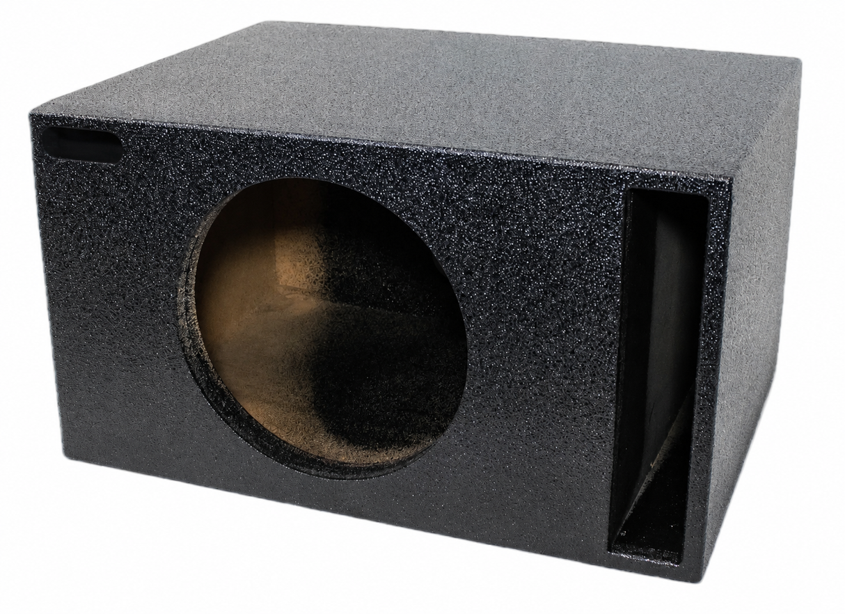 Universal Single 12" Ported XL SPL Subwoofer Box with Bed Liner Spray Finish Moon Car Stereo