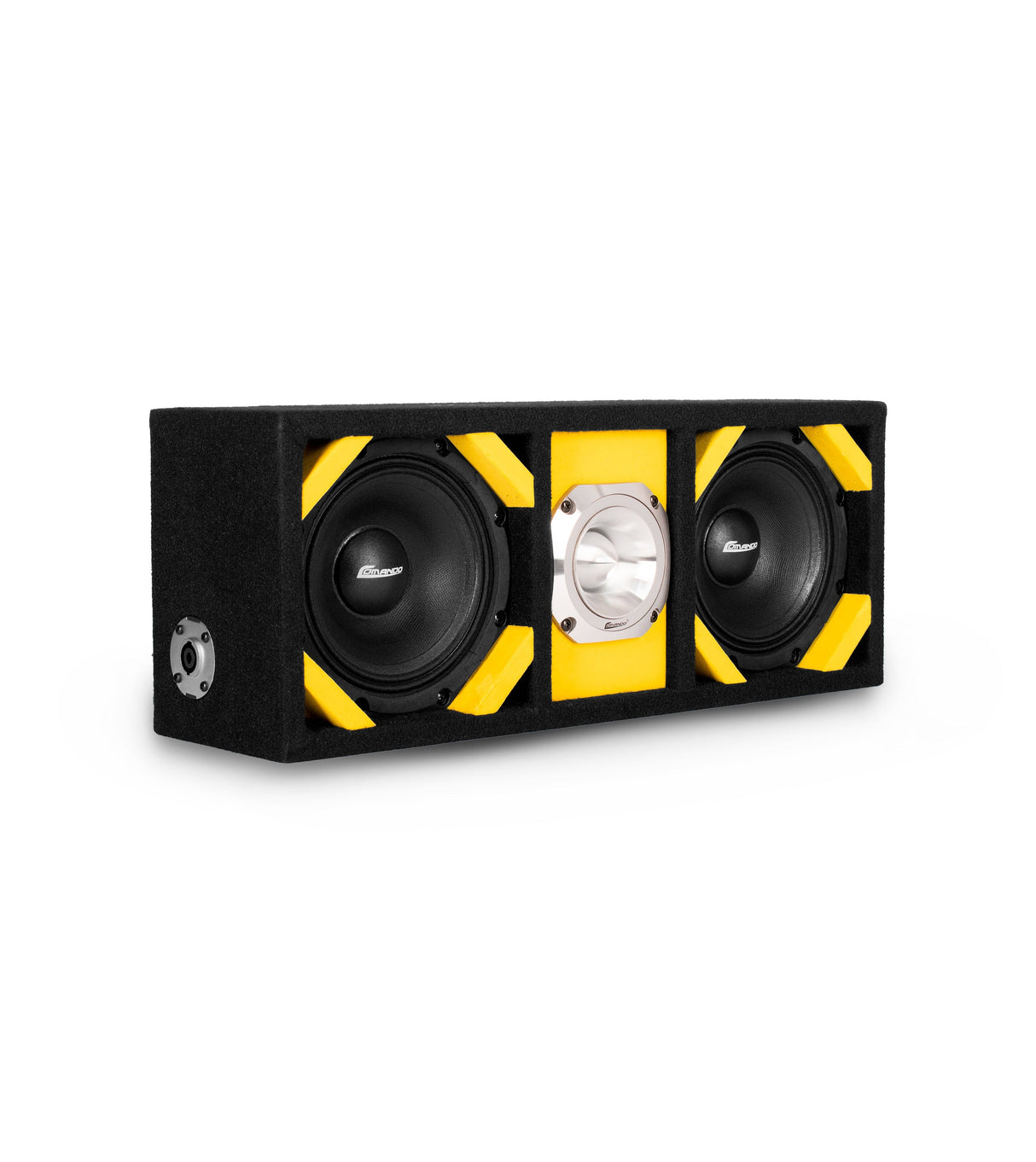 KTPONV2-206YELLOW / DUAL 6" YELLOW LOADED PORTED BOX + 1 TWEETER Comando Audio Inc.