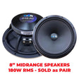 Down4Sound D4S-80 8" 180W RMS Midrange Speakers (Pair) Down4Sound