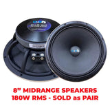 Down4Sound D4S-80 8" 180W RMS Midrange Speakers (Pair) Down4Sound