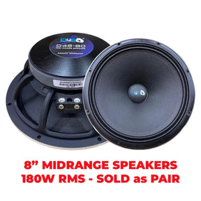 Down4Sound D4S-80 8" 180W RMS Midrange Speakers (Pair) Down4Sound