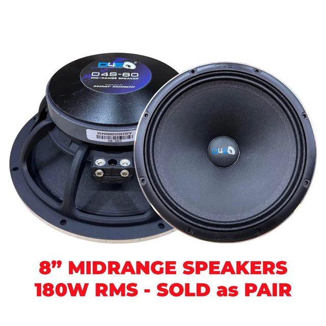Down4Sound D4S-80 8" 180W RMS Midrange Speakers (Pair) Down4Sound