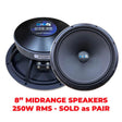 Down4Sound D4S-85 8" 250W RMS Midrange Speakers (Pair) Down4Sound
