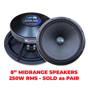 Down4Sound D4S-85 8" 250W RMS Midrange Speakers (Pair) Down4Sound
