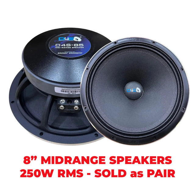 Down4Sound D4S-85 8" 250W RMS Midrange Speakers (Pair) Down4Sound