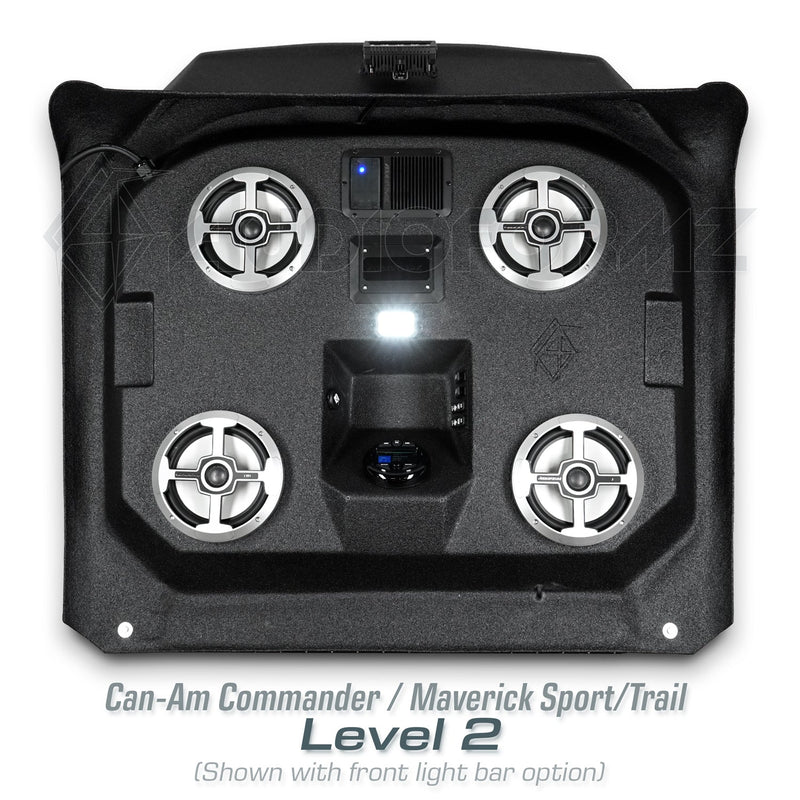 2021+ Can-Am Commander / 2019+ Maverick Sport / 2018+ Maverick Trail Stereo Tops (2-Seat)