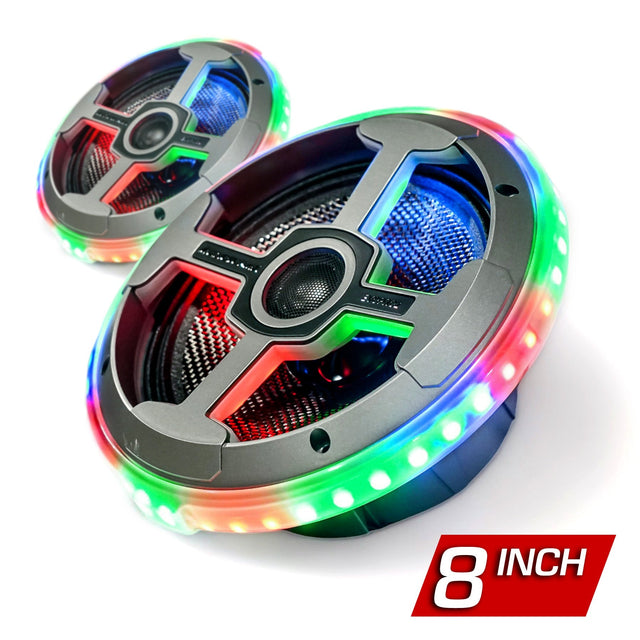 AudioFormz EVOPRO2 8in 3-Way Component Marine IC LED Loud Speakers - Pair Universal-Fit