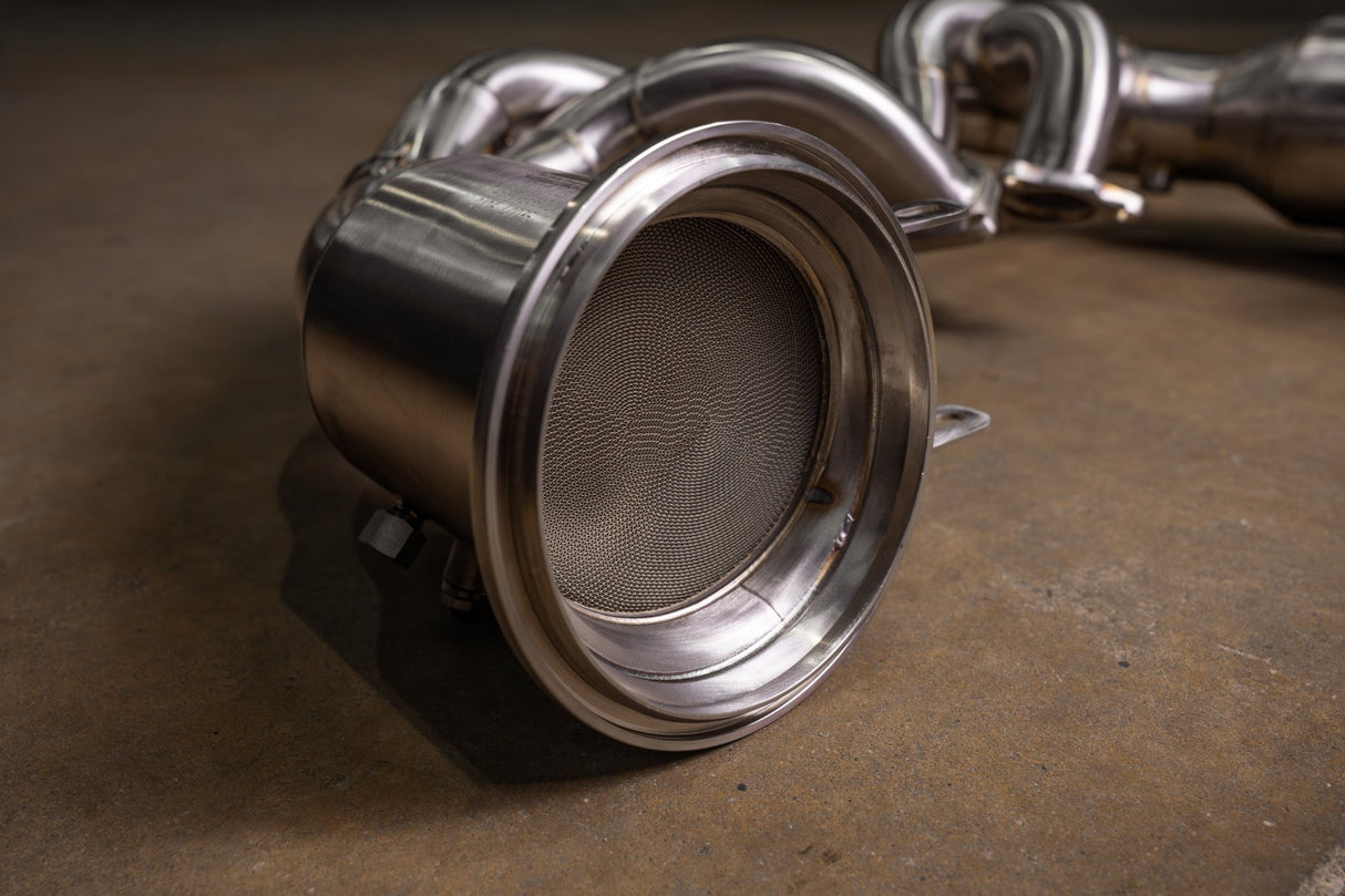 400 Cell Catted Down Pipes For Porsche 992 GT3 / GT3 RS Valvetronic Designs