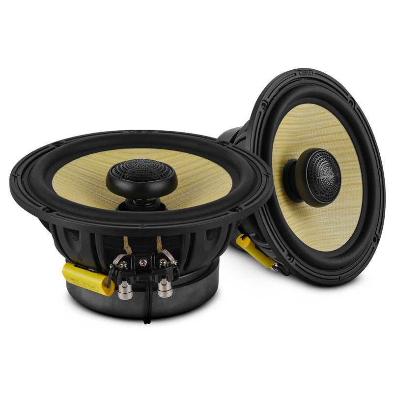 DXQ 6.5" 2-Way Coaxial Speaker with Yellow Straw and Composite Foam Cone | 150W RMS 4-Ohm