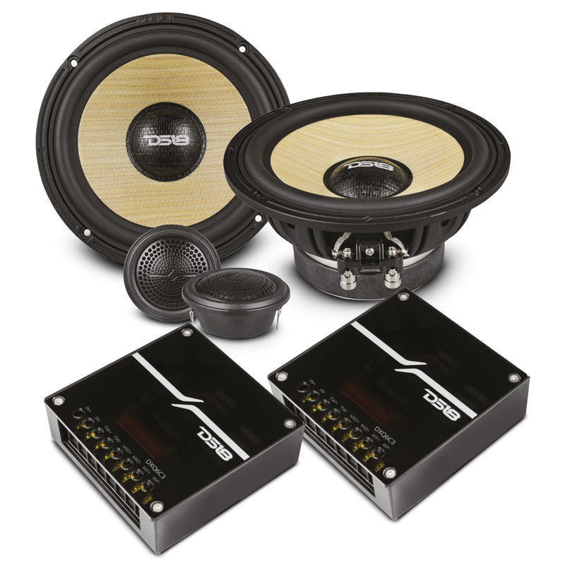 DXQ 6.5" 2-Way Component Speaker Set with Yellow Straw + Composite Foam Cone | 150W RMS 4-Ohm