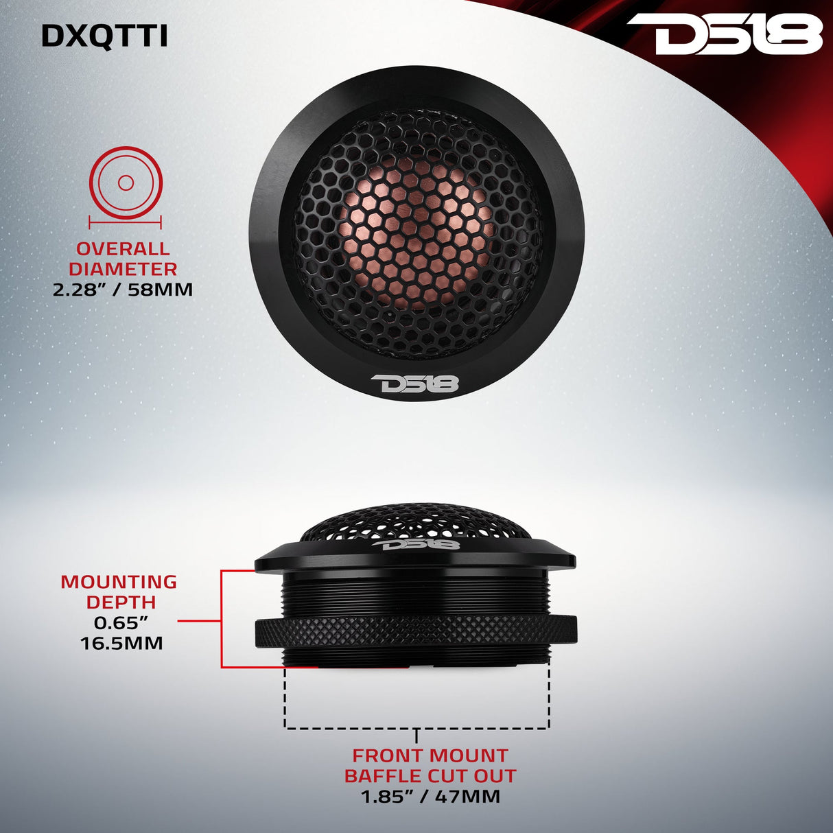 DXQ 2.2" Titanium Dome Tweeter with Neodymium Magnet | 30W RMS 4-Ohm DS18