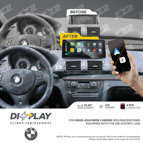 10.25" DIZZPLAY for BMW 1 series (E81/E82/E87/E88) 2009-2013 equipped with the CIC* system. ZZ2