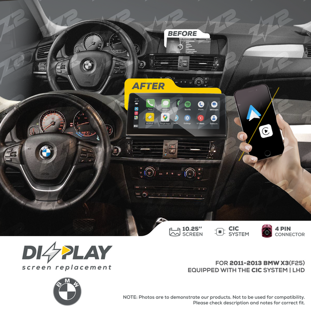 10.25" DIZZPLAY for BMW X3 (F25) 2011-2013 equipped with the CIC* system - LHD ZZ2