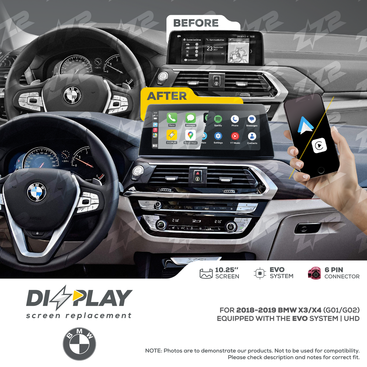 10.25" DIZZPLAY for BMW X3/X4 (G01/G02) 2018-2019 equipped with the EVO system - UHD ZZ2
