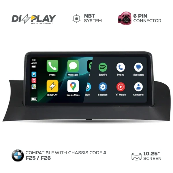10.25" DIZZPLAY for BMW X3/X4 (F25/F26) 2013-2016 equipped with the NBT* system - UHD. ZZ2