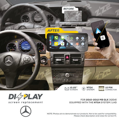10.25" DIZZPLAY for MB GLK (X204) 2010-2012 equipped with the NTG4 - LHD. ZZ2