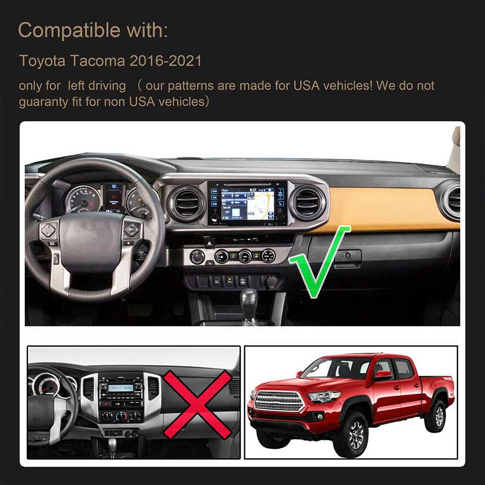 Dash Cover Mat for 2016-2021 Toyota Tacoma (Suede) Flashark