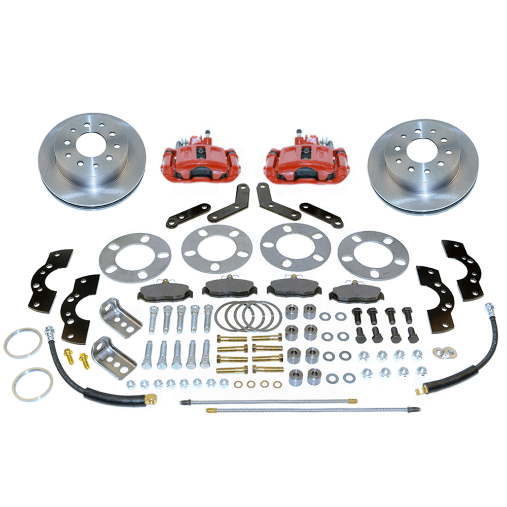 New Direct Fit Rear Drum to Disc Brake Conversion Kit W/Rotors. Red A110-2R
