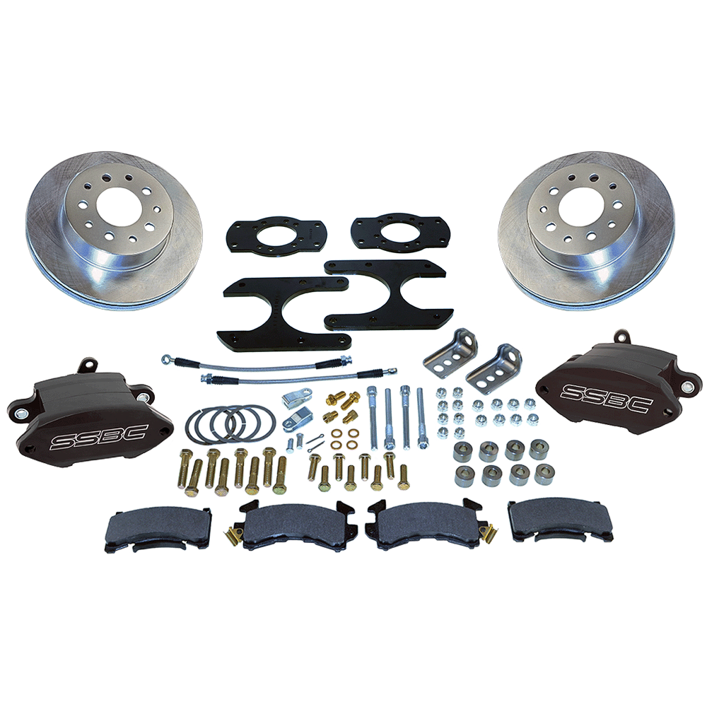 American Made Sport R1 Billet Aluminum Rear Drum to Disc Brake Conversion Kit W/Rotors. Black A125-26BK