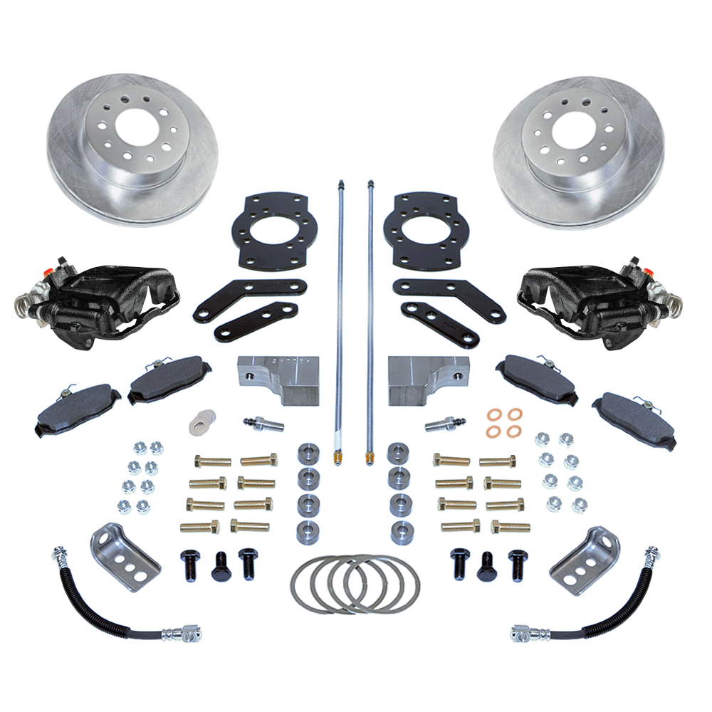 New Direct Fit Rear Drum to Disc Brake Conversion Kit W/Rotors. Black A125-3BK