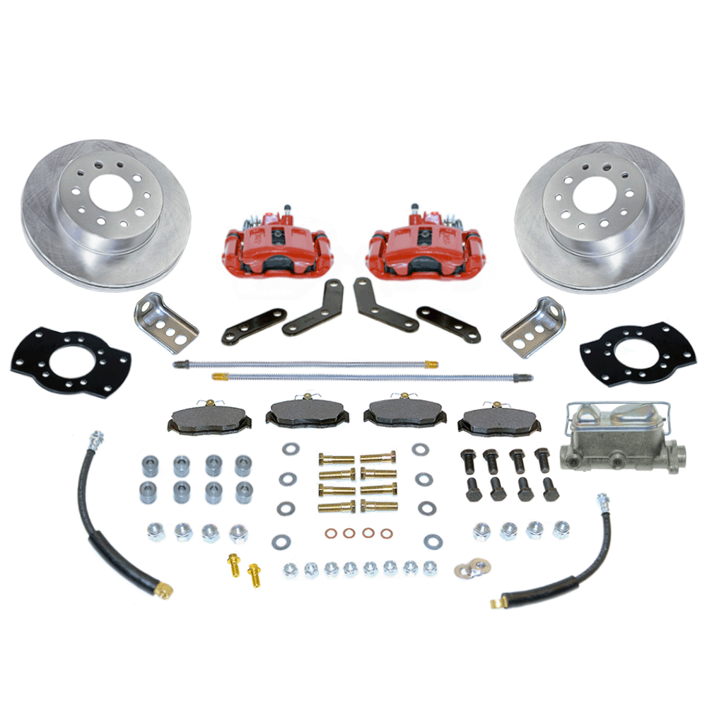 New Direct Fit Rear Drum to Disc Brake Conversion Kit W/Rotors. Red A158R