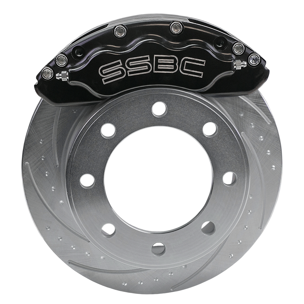American Made V6-Barbarian 6 Piston Direct Fit Aluminum Billet Front Caliper Upgrade Kit. Black A193-2BK