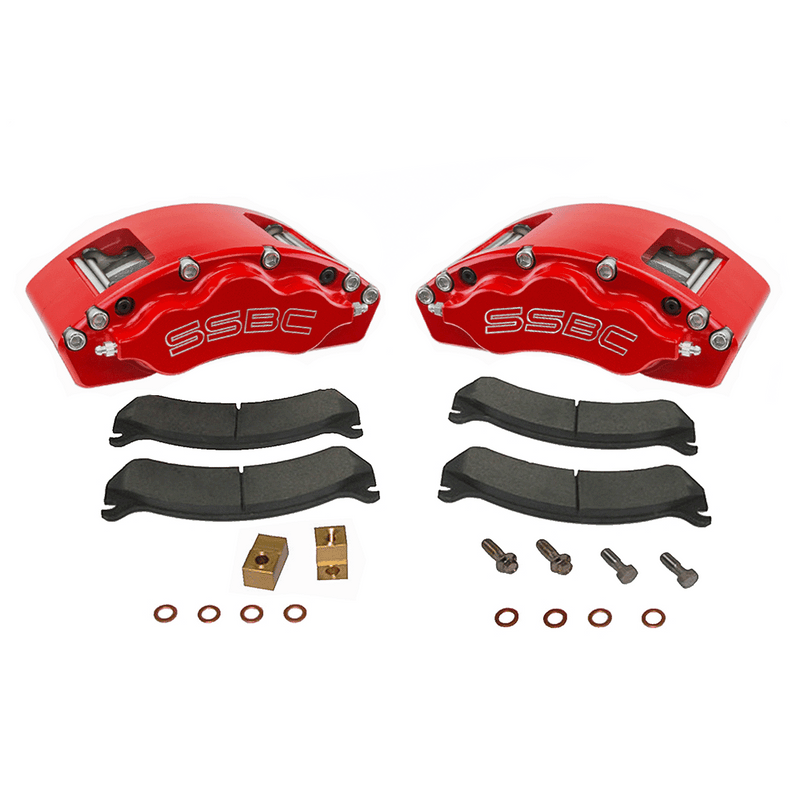 American Made V6-Barbarian 6 Piston Direct Fit Aluminum Billet Front Caliper Upgrade Kit. Red A193-2R