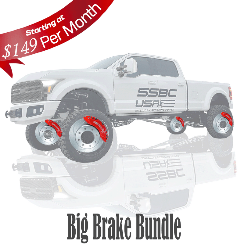 American Made 4 Wheel B8-Barbarian 8 Piston Direct Fit Billet Aluminum Big Brake Bundle. Red A404-1013R-BBB