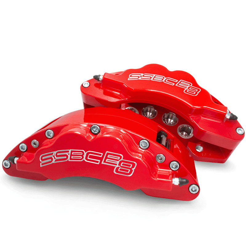 American Made B8-Barbarian 8 Piston Billet Aluminum Direct Fit Rear Caliper Upgrade Kit. Red A404-21R