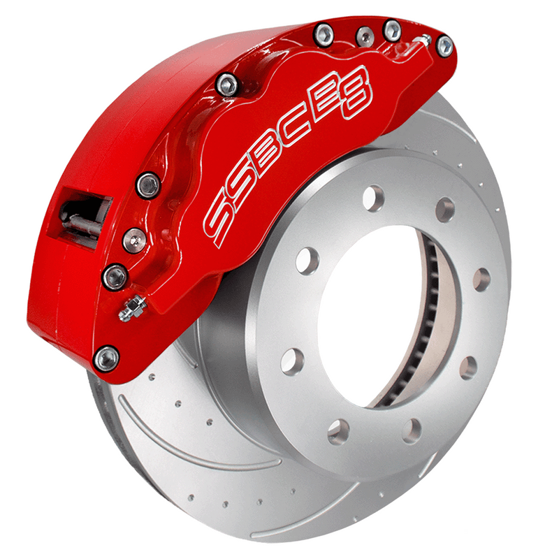 American Made B8-Barbarian 8 Piston Billet Aluminum Direct Fit Rear Caliper Upgrade Kit. Red A404-21R